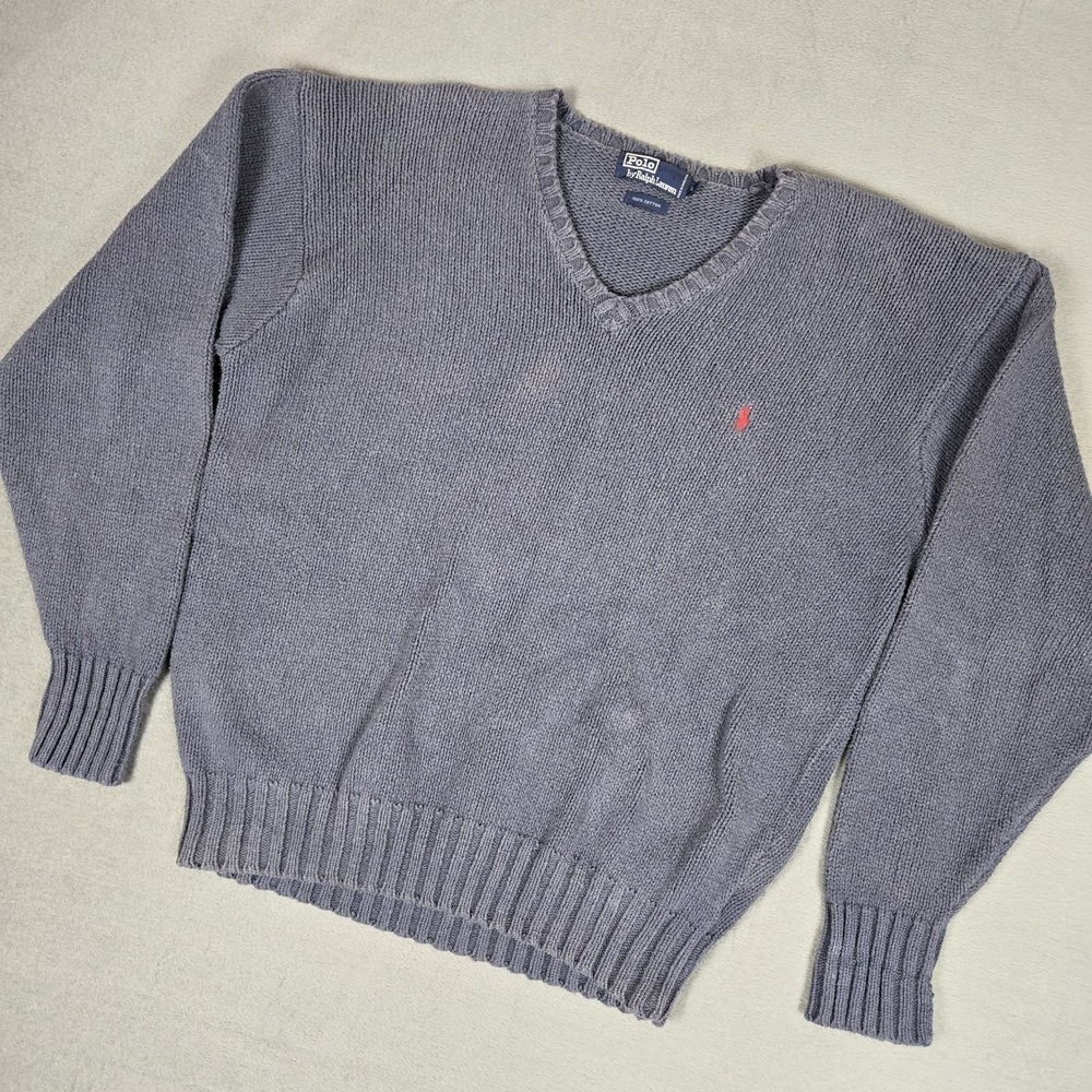 VTG Polo Ralph Lauren Sweater Mens‎ Large Knit Long Sleeve Pony Pullover Cotton